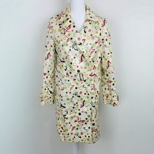Vintage Linda Richards Women S High Heel Novelty Print Retro Coated Trench Coat